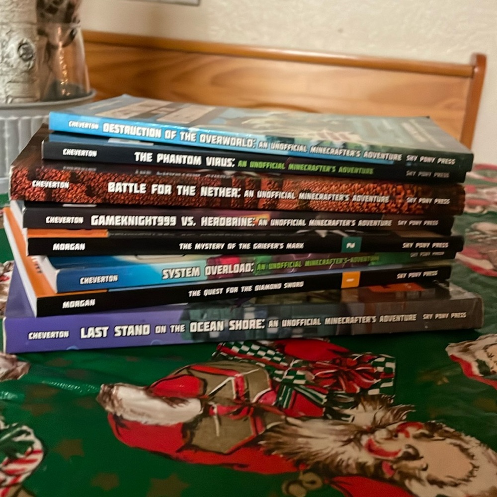 Lot of 8 Minecraft kids books, including destruction of the overworld.